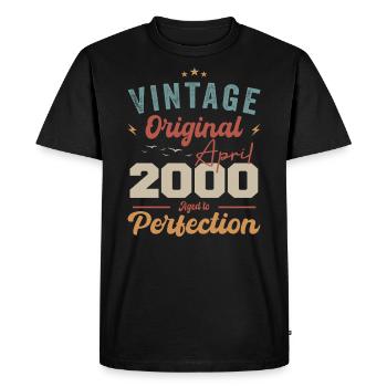 Vintage né en avril 2000 cadeau d’anniversaire - T-shirt Premium bio Homme - noir - Devant - Nico (187cm)
