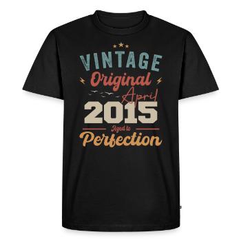 Vintage né en avril 2015 cadeau d’anniversaire - T-shirt Premium bio Homme - noir - Devant - Nico (187cm)