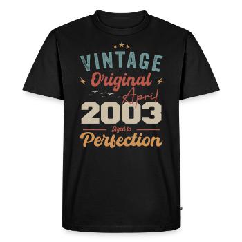 Vintage né en avril 2003 cadeau d’anniversaire - T-shirt Premium bio Homme - noir - Devant - Nico (187cm)