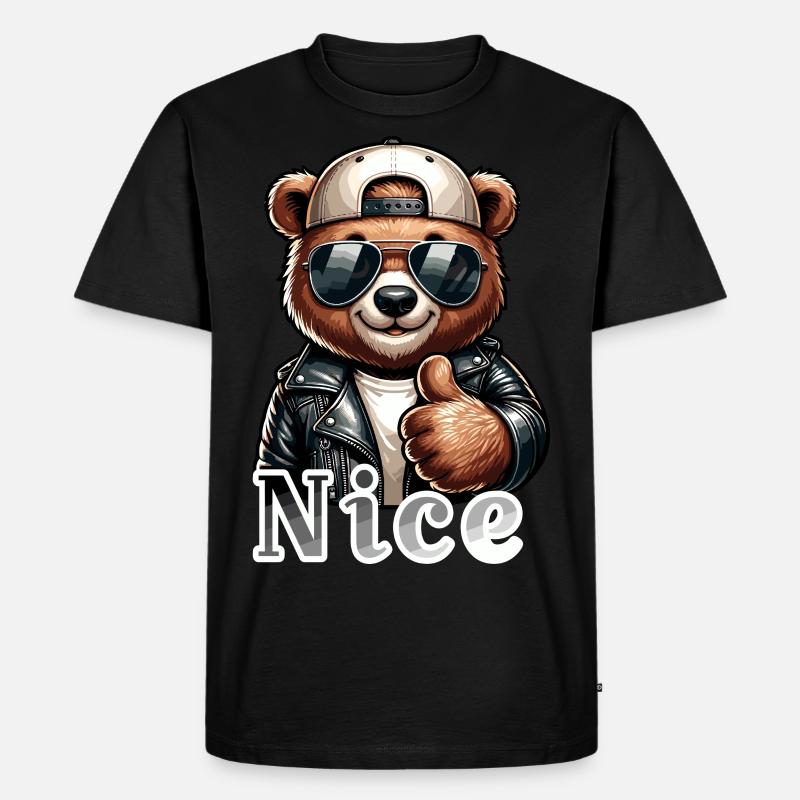 Bär mit Daumen hoch - Männer Premium Bio T-Shirt - Schwarz