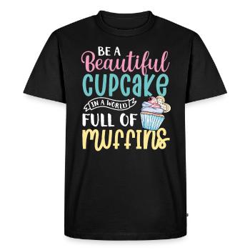 Cupcake Muffin pâtisserie cadeau - T-shirt Premium bio Homme - noir - Devant - Nico (187cm)