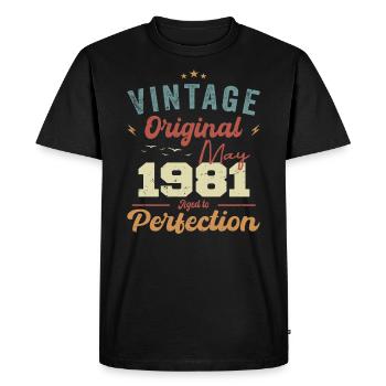May 1981 Birthday May 1981 Gift May 1981 - Men's Premium Organic T-Shirt - black - Front - Nico (187cm)