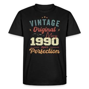 Mai 1990 Anniversaire Mai 1990 Cadeau Mai 1990 - T-shirt Premium bio Homme - noir - Devant - Nico (187cm)