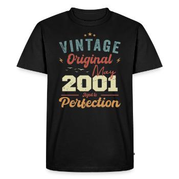 Mai 2001 Anniversaire Mai 2001 Cadeau Mai 2001 - T-shirt Premium bio Homme - noir - Devant - Nico (187cm)