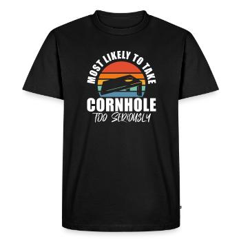Cornhole Beanbag Blind Hole Gift - Men's Premium Organic T-Shirt - black - Front - Nico (187cm)