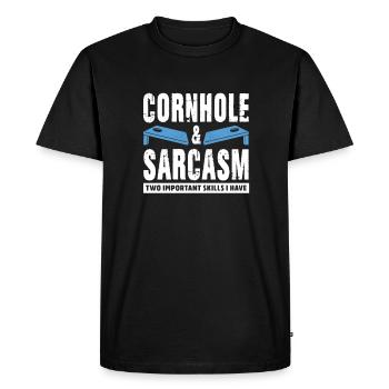 Cornhole Beanbag Blind Hole Gift - Men's Premium Organic T-Shirt - black - Front - Nico (187cm)