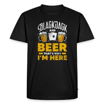 Blackjack Blackjack Jeu de cartes Casino cadeau - T-shirt Premium bio Homme - noir - Devant - Nico (187cm)