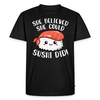 Sushi - Men's Premium Organic T-Shirt - black - Front - Nico (187cm)