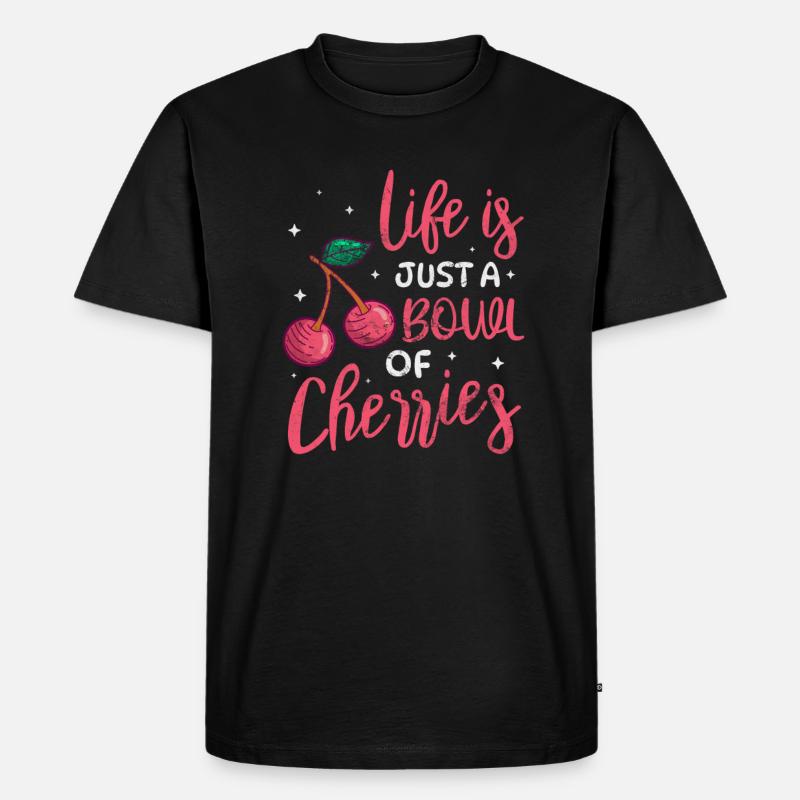 Kirsche - Männer Premium Bio T-Shirt - Schwarz