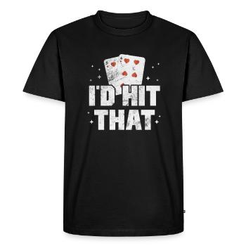 Blackjack Blackjack Jeu de cartes Casino Cadeau - T-shirt Premium bio Homme - noir - Devant - Nico (187cm)