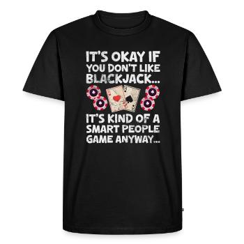 Blackjack Blackjack Jeu de cartes Casino Cadeau - T-shirt Premium bio Homme - noir - Devant - Nico (187cm)