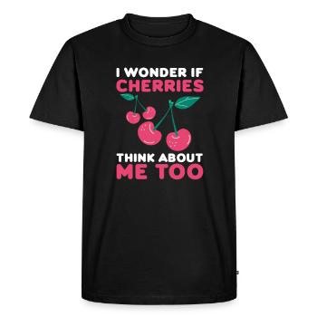 Cerisier Cerisier Fleur de cerisier Fruit Cadeau - T-shirt Premium bio Homme - noir - Devant - Nico (187cm)
