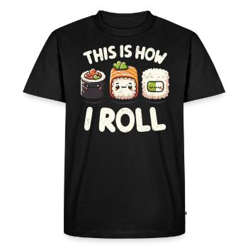 Sushi - Men's Premium Organic T-Shirt - black - Front - Nico (187cm)