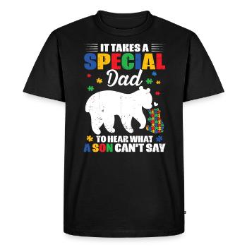 Papa autiste - T-shirt Premium bio Homme - noir - Devant - Nico (187cm)