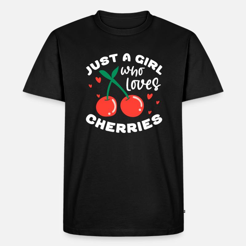 Kirsche Kirschbaum Kirschblüte Frucht Geschenk - Männer Premium Bio T-Shirt - Schwarz