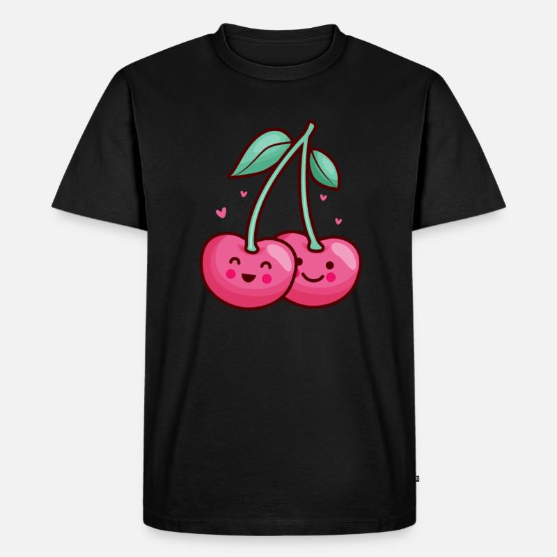 Kirsche Kirschbaum Kirschblüte Frucht Geschenk - Männer Premium Bio T-Shirt - Schwarz