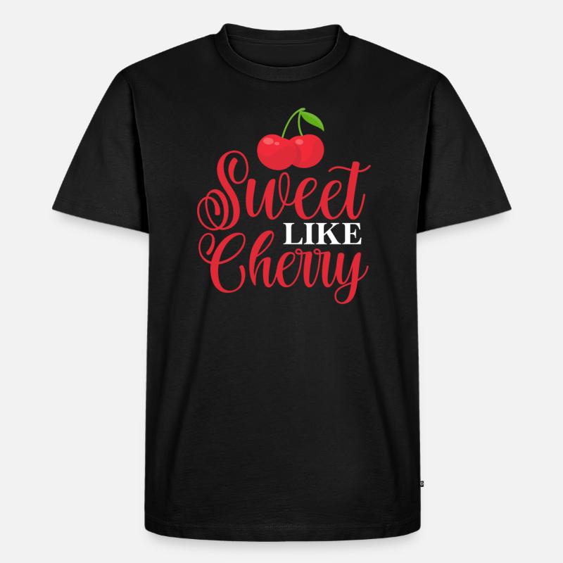 Kirsche Kirschbaum Kirschblüte Frucht Geschenk - Männer Premium Bio T-Shirt - Schwarz