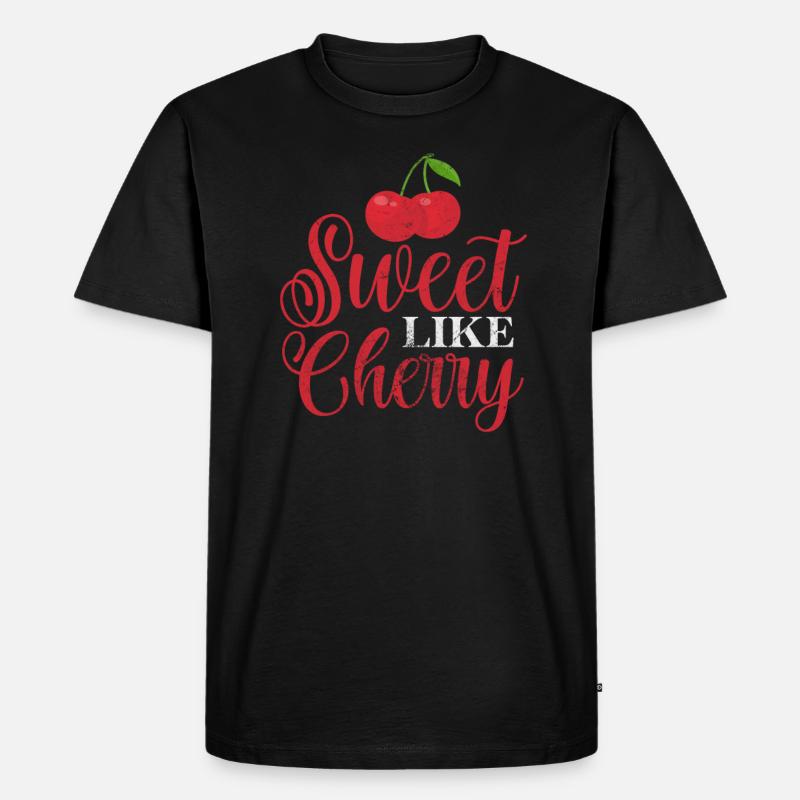 Kirsche - Männer Premium Bio T-Shirt - Schwarz