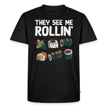 Sushi - Men's Premium Organic T-Shirt - black - Front - Nico (187cm)