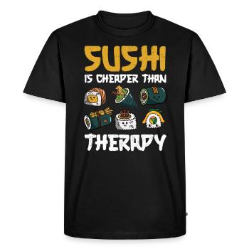 Sushi - Men's Premium Organic T-Shirt - black - Front - Nico (187cm)