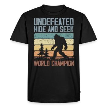 Undefeated Hide And Seek World Champion | Bigfoot - T-shirt Premium bio Homme - noir - Devant - Nico (187cm)