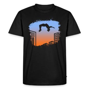 Backflip Salto Acrobaties Parkour Gymnastique Cadeau - T-shirt Premium bio Homme - noir - Devant - Nico (187cm)
