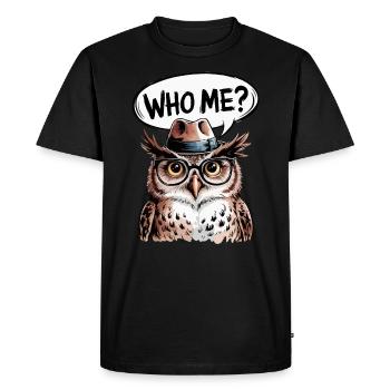 Eule: Who me? - Men's Premium Organic T-Shirt - black - Front - Nico (187cm)
