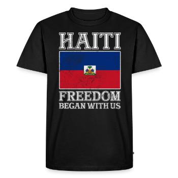Haïti - T-shirt Premium bio Homme - noir - Devant - Nico (187cm)