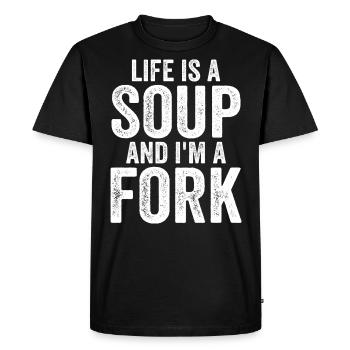 Life Is A Soup And I'm A Fork Tees | Funny - T-shirt Premium bio Homme - noir - Devant - Nico (187cm)