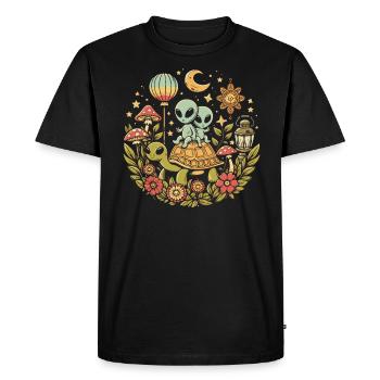 Alien UFO Alien Galaxy Geschnek - Men's Premium Organic T-Shirt - black - Front - Nico (187cm)