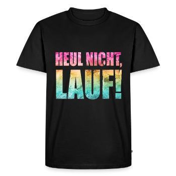 Ne pleurez pas, courez ! - Course à pied, jogging, sport, course à pied - T-shirt Premium bio Homme - noir - Devant - Nico (187cm)