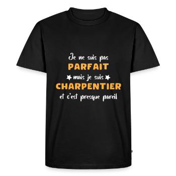 Humour Charpentier parfait Charpentier - T-shirt Premium bio Homme - noir - Devant - Nico (187cm)