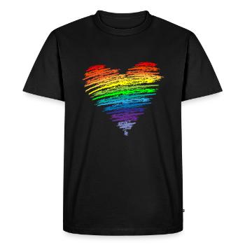 Coeur Couleurs arc-en-ciel LGBT Flower Power - T-shirt Premium bio Homme - noir - Devant - Nico (187cm)