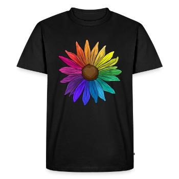 Tournesol Couleurs arc-en-ciel LGBT Flower Power - T-shirt Premium bio Homme - noir - Devant - Nico (187cm)