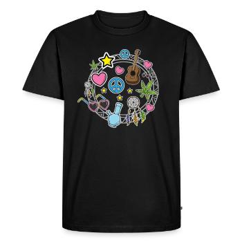 Signe de la paix hippie amour coeur dream catcher star - T-shirt Premium bio Homme - noir - Devant - Nico (187cm)