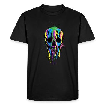 Skull in rainbow colors LGBT Halloween - Men's Premium Organic T-Shirt - black - Front - Nico (187cm)