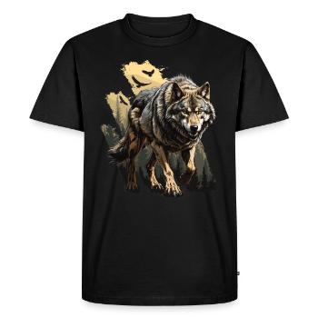 Loup Animal Loups Loup Photos Nature Forêt - T-shirt Premium bio Homme - noir - Devant - Nico (187cm)