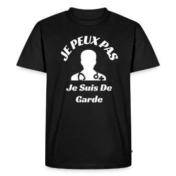 Je Peux Pas J'e Suis De Garde - T-shirt Premium bio Homme - noir - Devant - Nico (187cm)