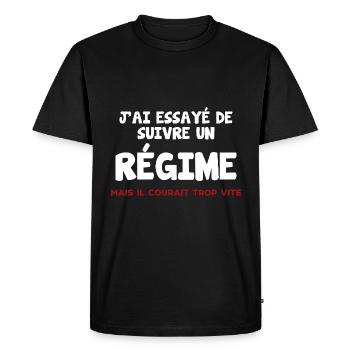 Suive un régime mais il courait trop vite humour - T-shirt Premium bio Homme - noir - Devant - Nico (187cm)