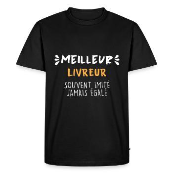 Super Livreur humour meilleur chauffeur Livreur - T-shirt Premium bio Homme - noir - Devant - Nico (187cm)