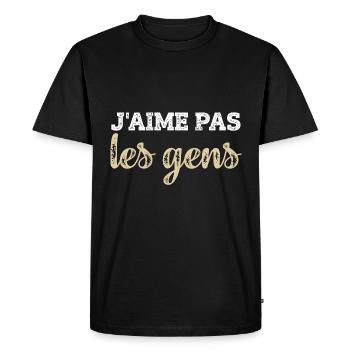 J'aime Pas Les Gens - Cadeau Humoristique Humour - T-shirt Premium bio Homme - noir - Devant - Nico (187cm)