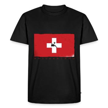 Fan de maillot de tournoi de drapeau de la Suisse de football - T-shirt Premium bio Homme - noir - Devant - Nico (187cm)