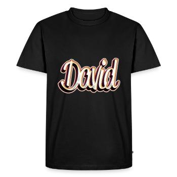 David Prénom Name Graffiti Design - T-shirt Premium bio Homme - noir - Devant - Nico (187cm)