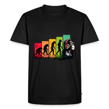 Evolution Humans To DJ Musician Nerd Geek Monkey - Men's Premium Organic T-Shirt - black - Front - Nico (187cm)