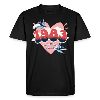 Anniversaire 40 Ans Adore Année De Naissance 1983 - T-shirt Premium bio Homme - noir - Devant - Nico (187cm)