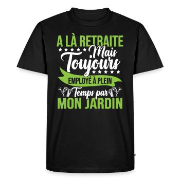 Retraité et Jardinier humour cadeau - T-shirt Premium bio Homme - noir - Devant - Nico (187cm)