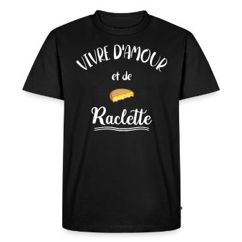 Vivre d'Amour et De Raclette - T-shirt Premium bio Homme - noir - Devant - Nico (187cm)