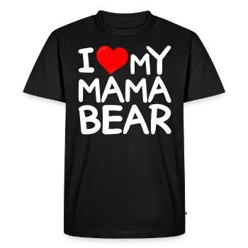 J'adore Ma Maman Ours - J'aime Ma Maman Ours - T-shirt Premium bio Homme - noir - Devant - Nico (187cm)
