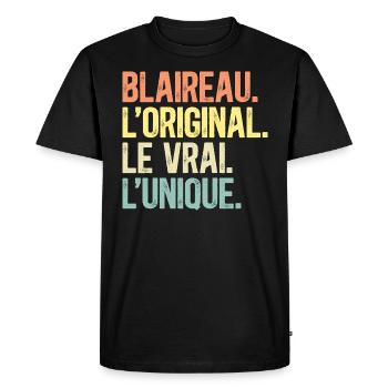 Blaireau L'Original Le Vrai L'Unique Homme - T-shirt Premium bio Homme - noir - Devant - Nico (187cm)