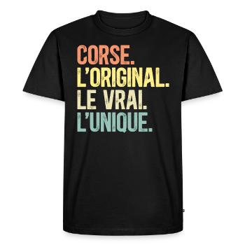 Corse L'Original Le Vrai L'Unique Homme Corse - T-shirt Premium bio Homme - noir - Devant - Nico (187cm)